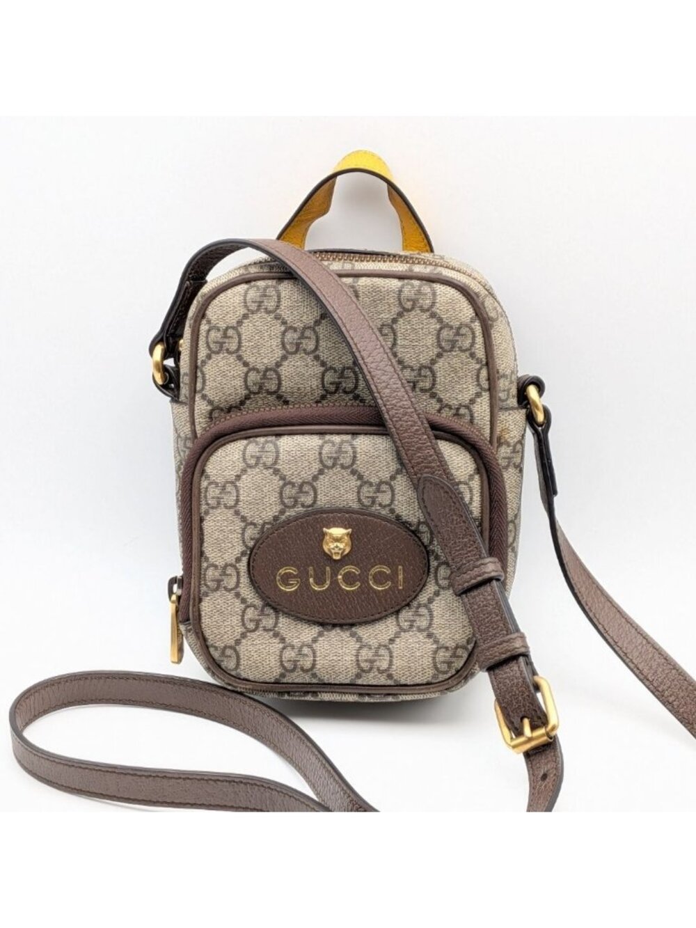 Gucci Neo Vintage GG Supreme Tiger Head Shoulder Bag Cross